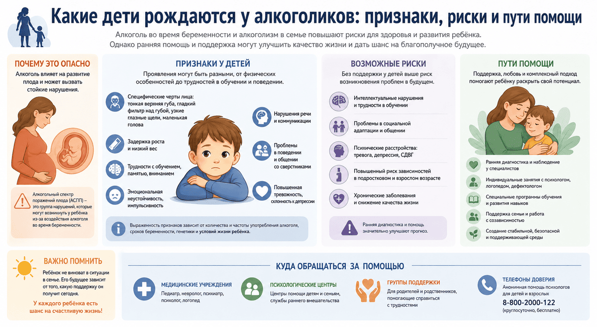 Какие дети рождаются у алкоголиков: признаки, риски и пути помощи