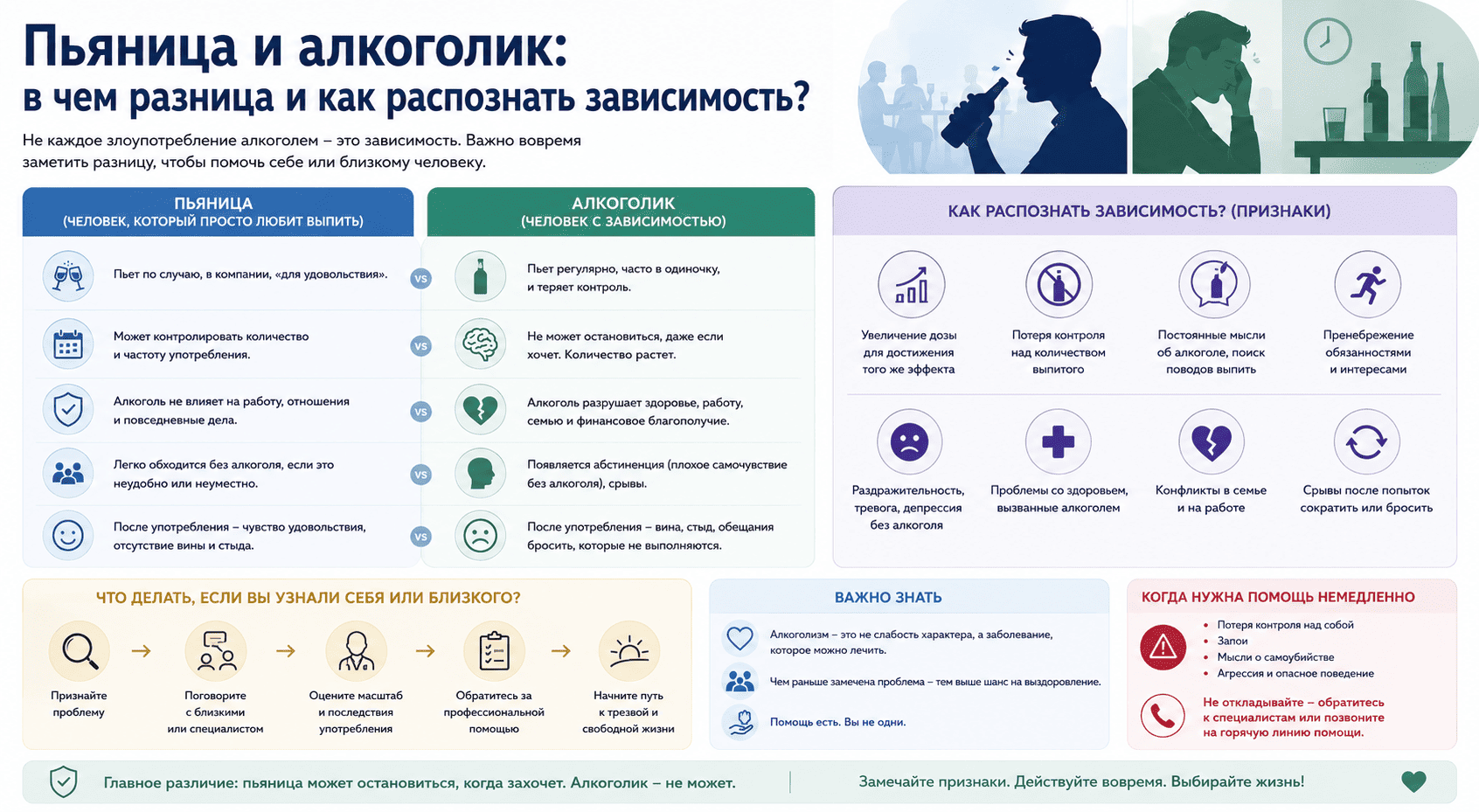 Пьяница и алкоголик: в чем разница и как распознать зависимость?